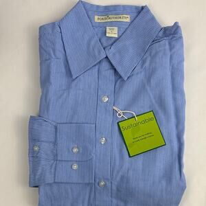 NWT Port Authority Women's Striped Button Down Shirt Blue, Small